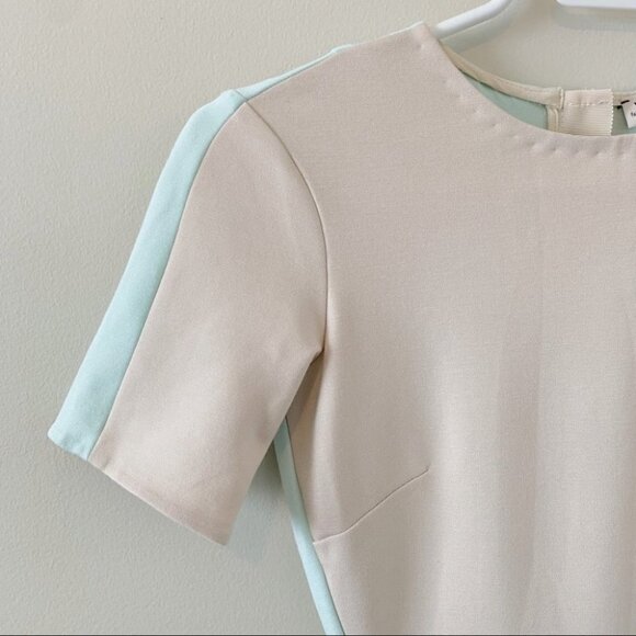 Aritzia Wilfred Mignonne Mini Dress Bodycon Stretch Short Sleeve colorblock XS - Picture 9 of 15